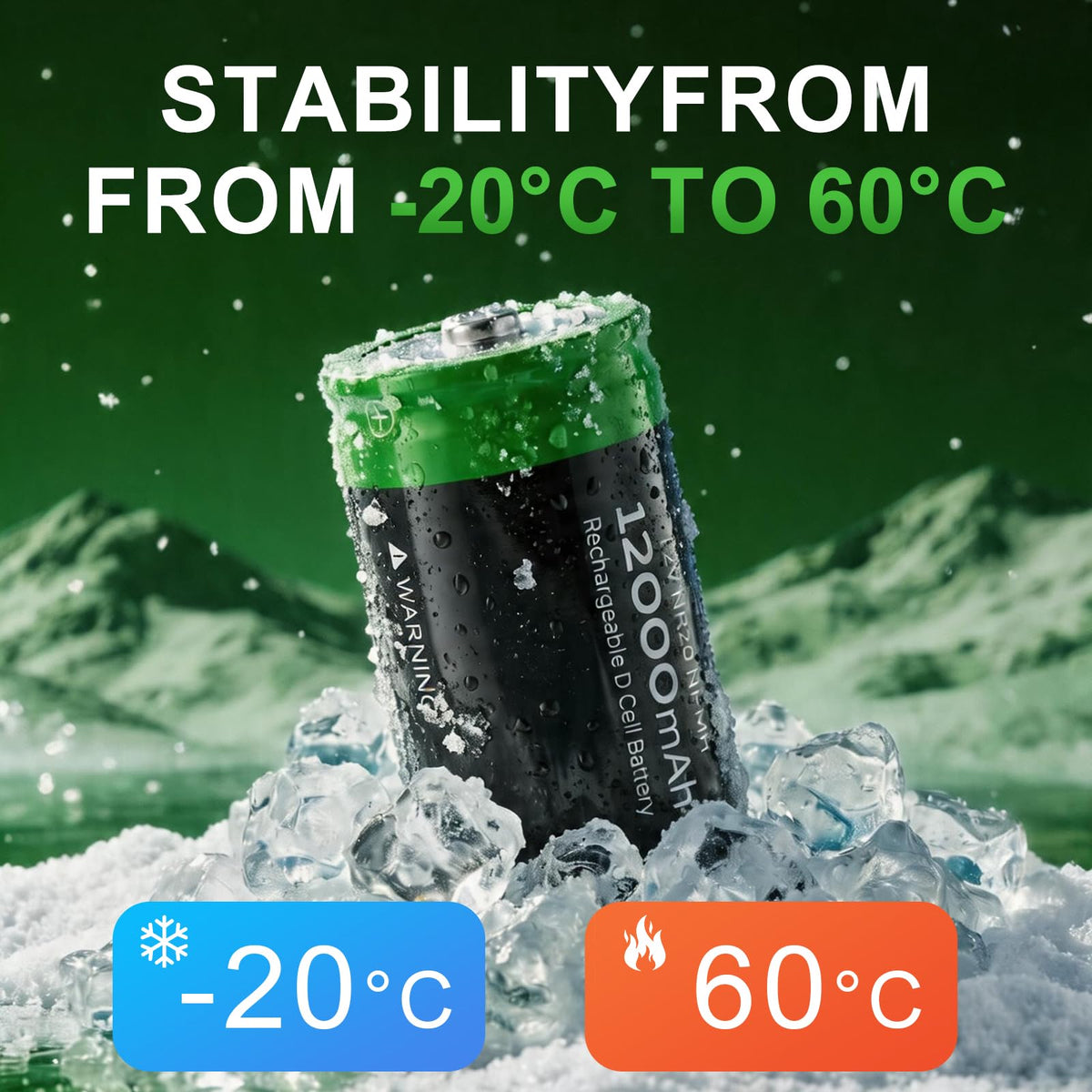 Rechargeable D Batteries, 12000mAh Ni-MH 1.2V 4-Pack O8739