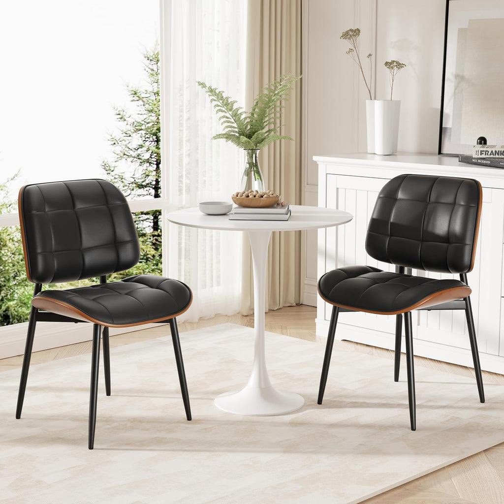 Black Faux Leather Dining Chairs Set of 4 H10503
