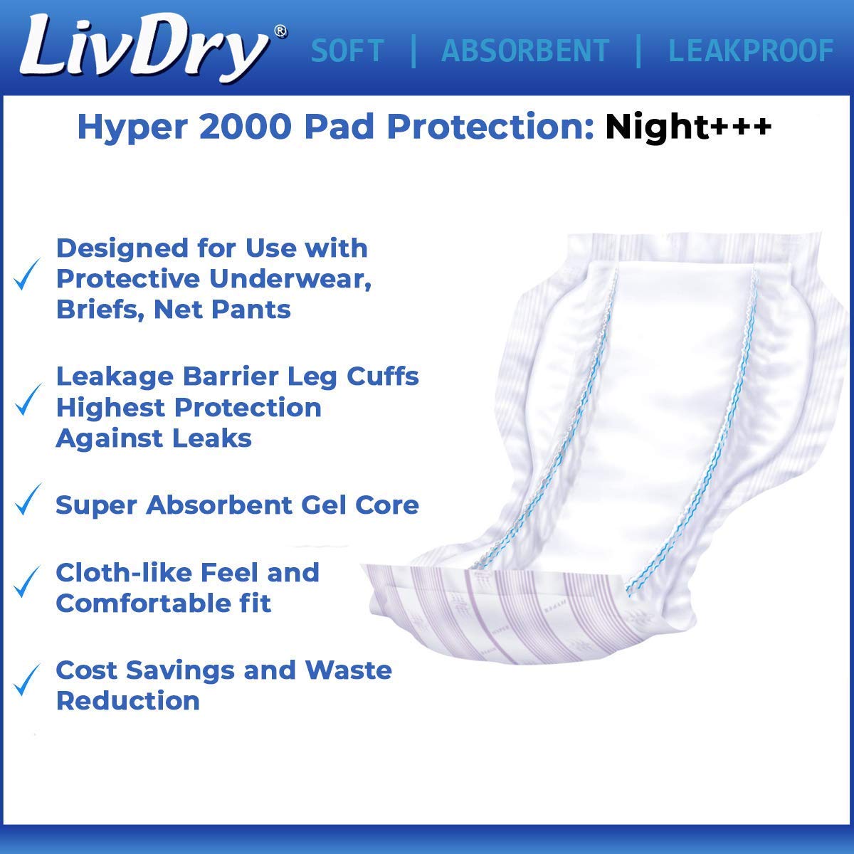 Adult 2XL Incontinence Underwear with Booster Pad Inserts Q967