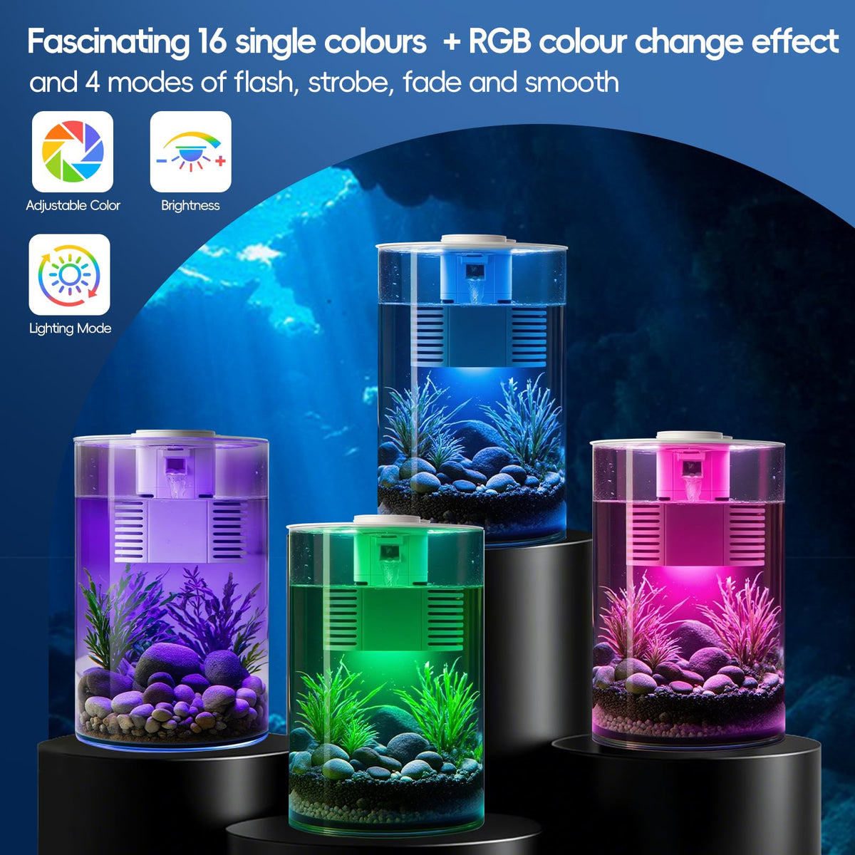 3 Gallon Self Cleaning Fish Tank Aquarium Starter Kit with Filter and Light E276078