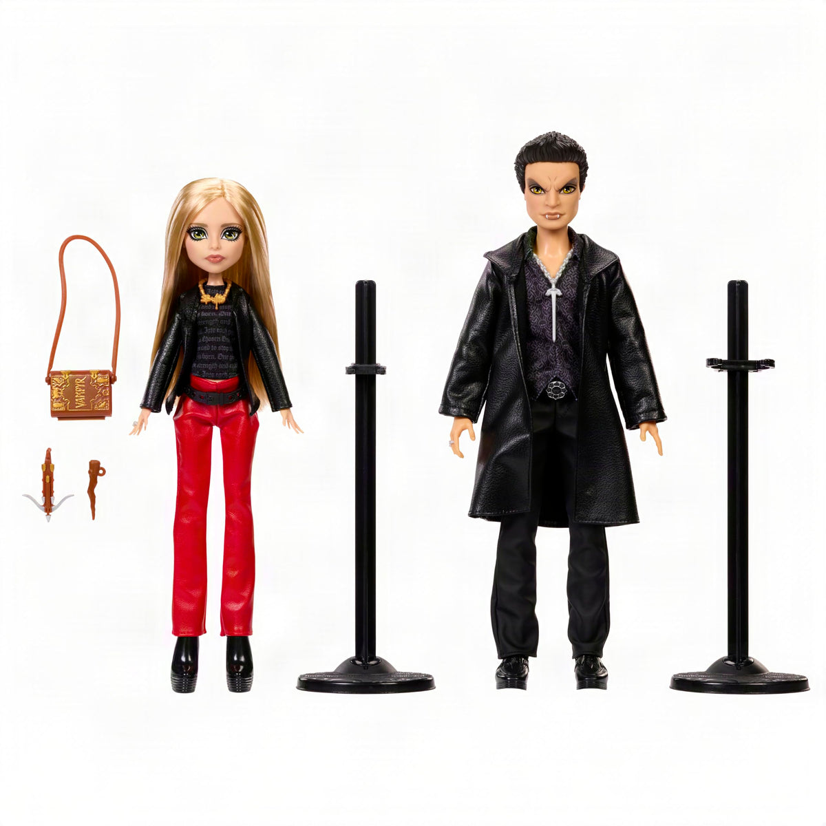 Buffy & Angel Dolls 2-Pack with Faux Leather Clothes T8636