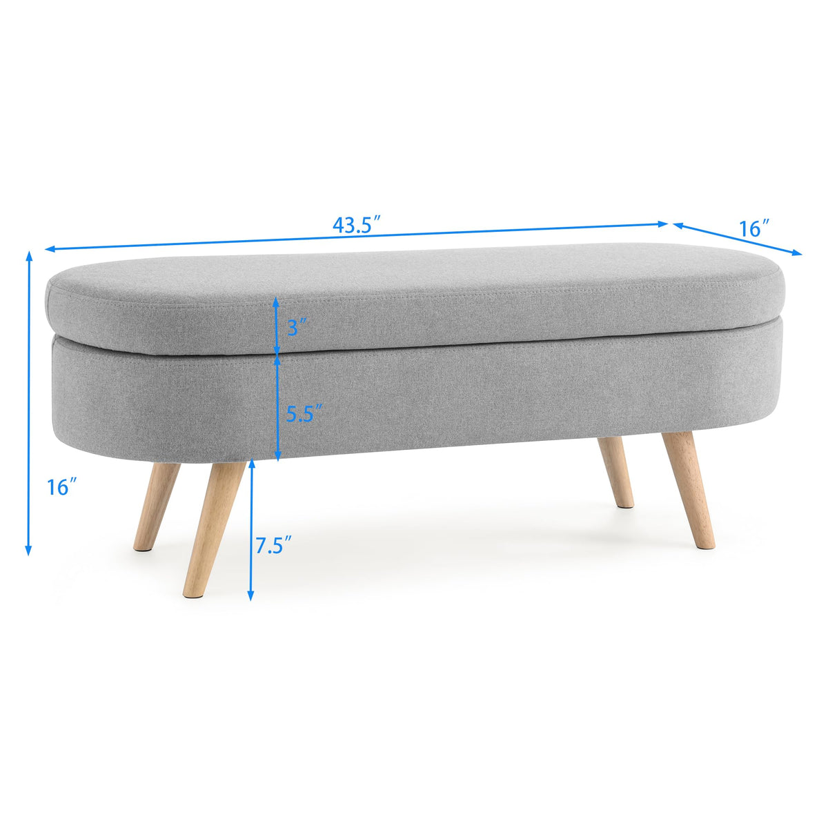 43.5" Oval Storage Bench Linen Fabric T708920