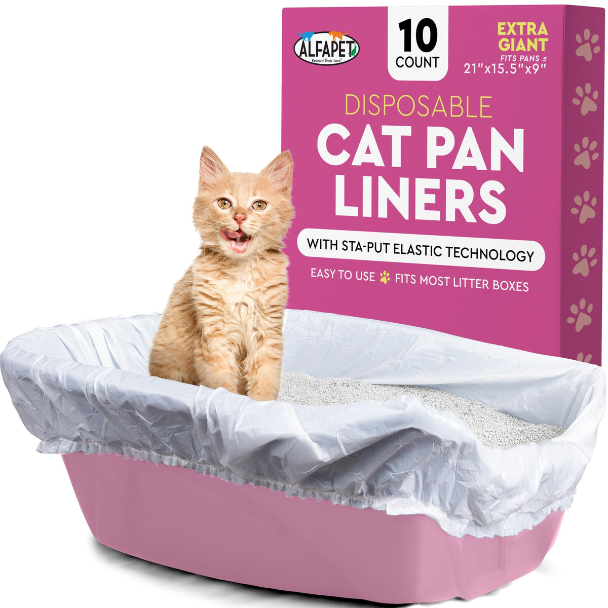 Elastic Cat Litter Box Liners Extra Giant 10 Count K88932