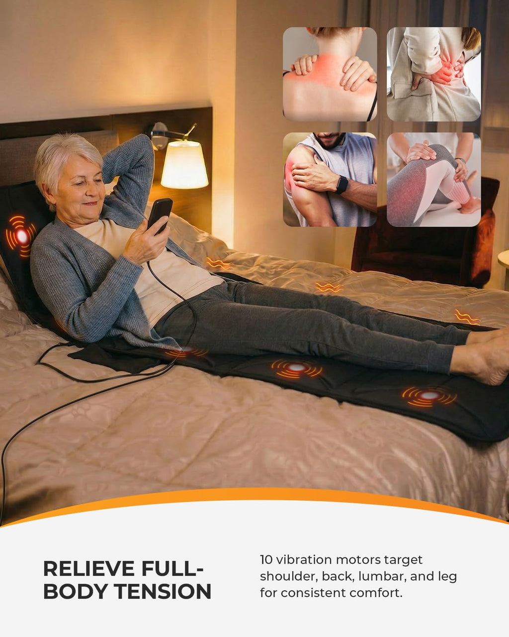 Full Body Massage Mat with Heat, 10 Motors Vibration A2026