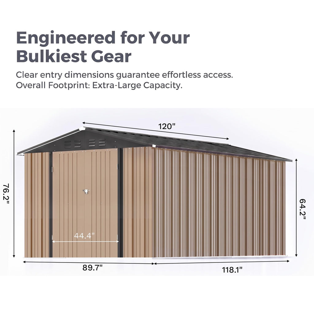 8x10 FT Metal Outdoor Storage Shed with Lockable Door P750