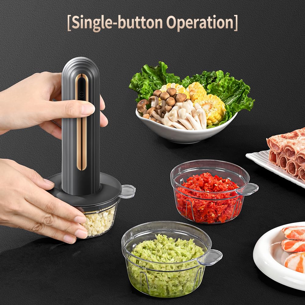Electric Mini Food Processor, 4-Cup Portable USB, Black Q893