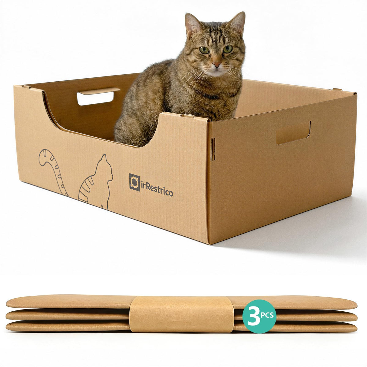 3-Pack Jumbo Disposable Cardboard Cat Litter Box H156
