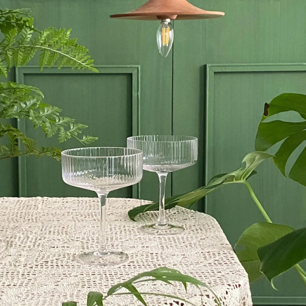 Martini Glasses set of 8, 10 oz Ribbed Coupe Glasses W4870