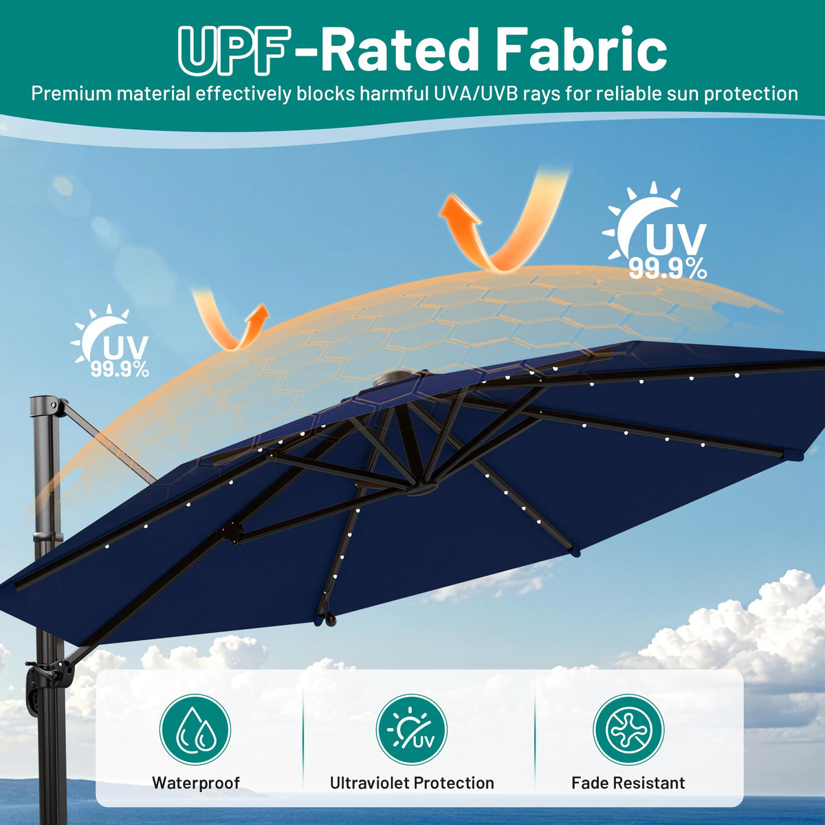 Cantilever Patio Umbrella with Lights Q485446