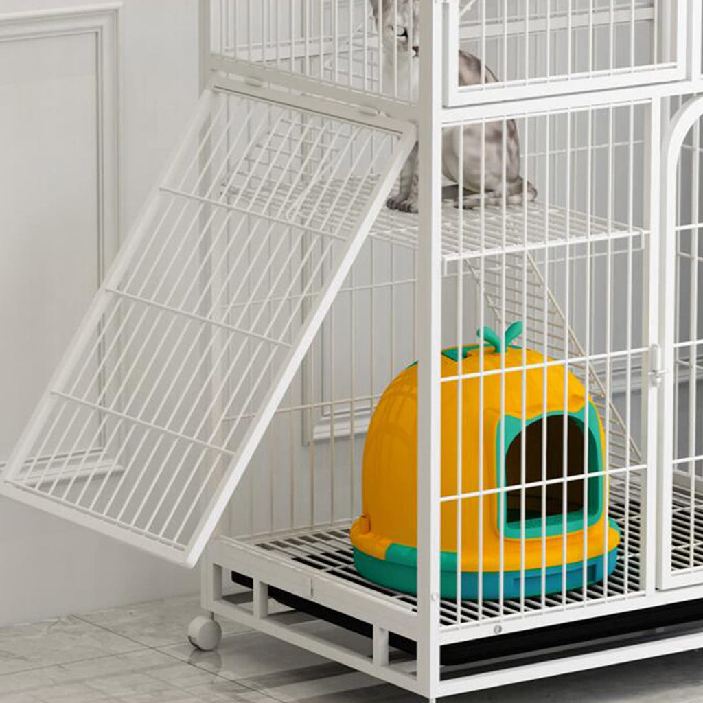 Large 3-Tier Metal Wire Cat Cage with Hammock and Casters E182121