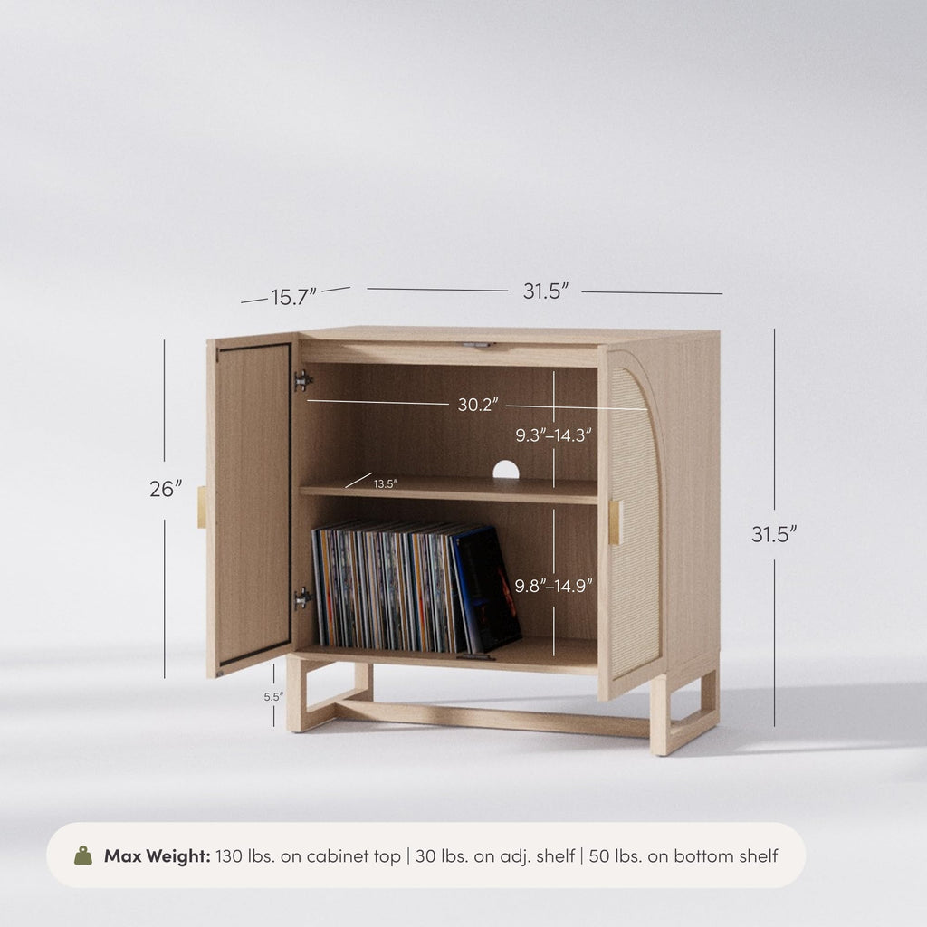 Mid-Century Modern Wood Storage Cabinet with Doors E647760