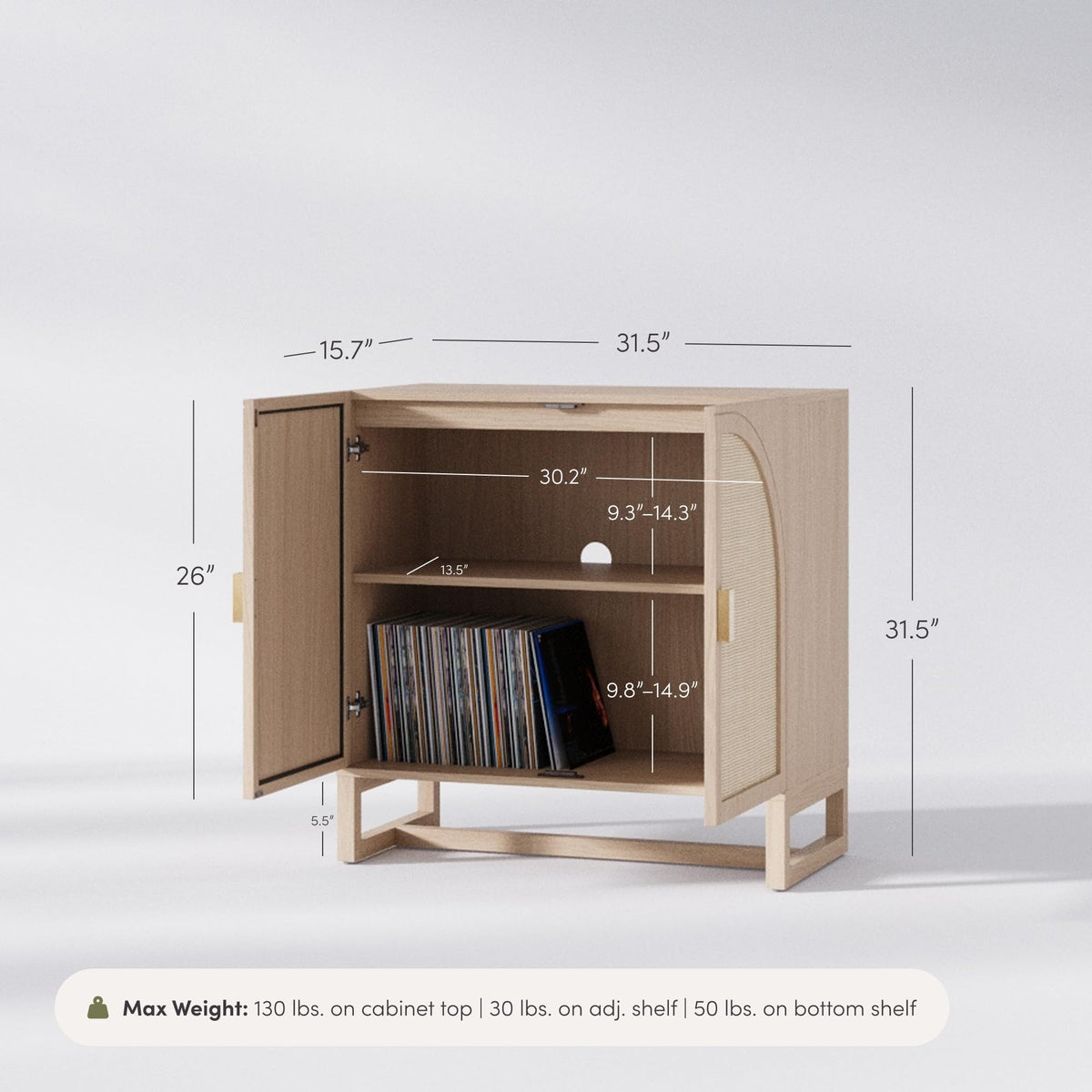 Mid-Century Modern Wood Storage Cabinet with Doors E647760