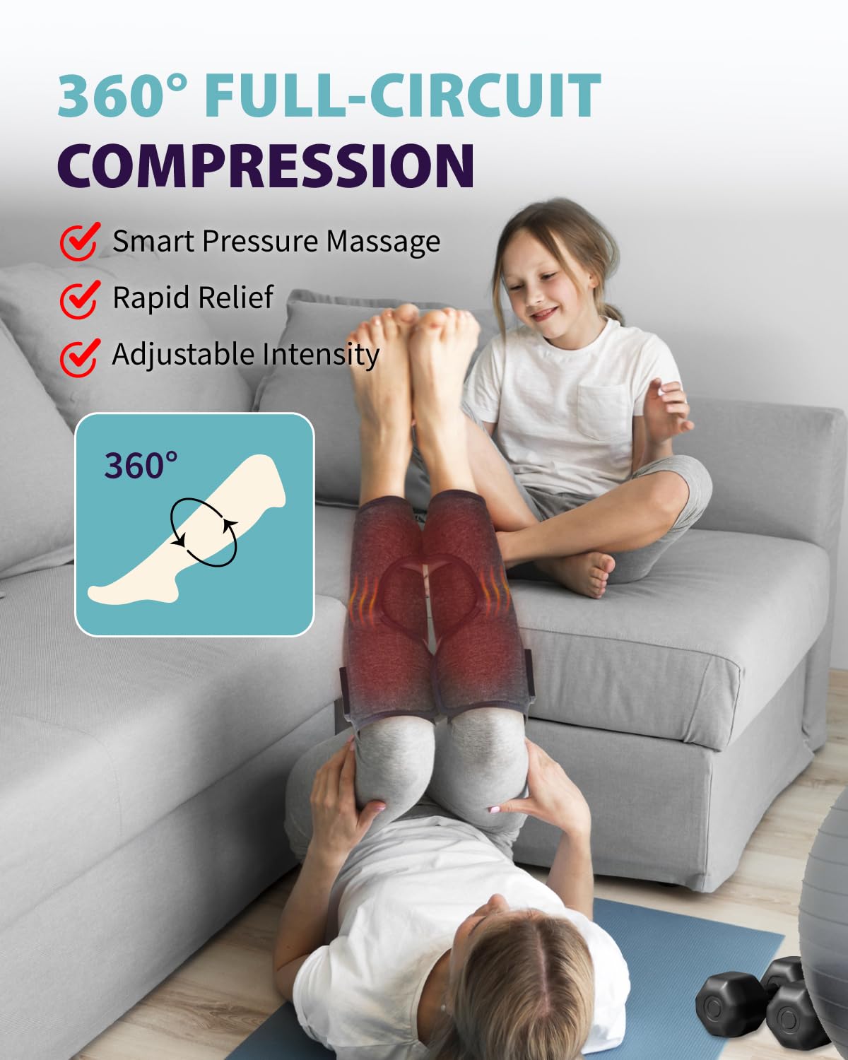Wireless Air Compression Leg Massager with Heat, 4 Modes, Set of 2 T335171