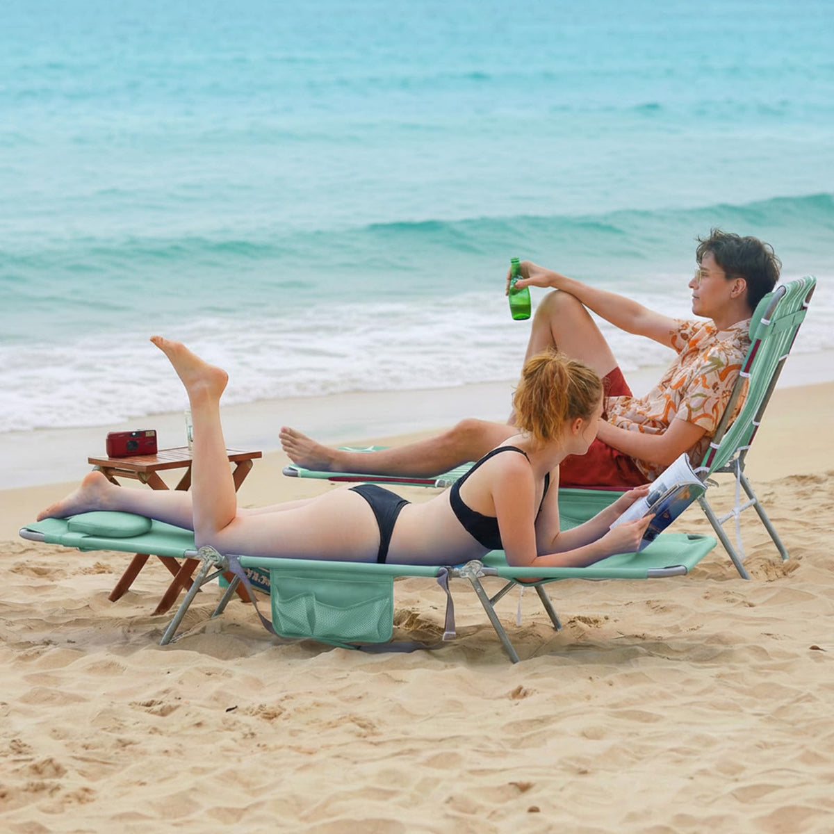 Portable Folding Beach Chair with Face Hole G7885