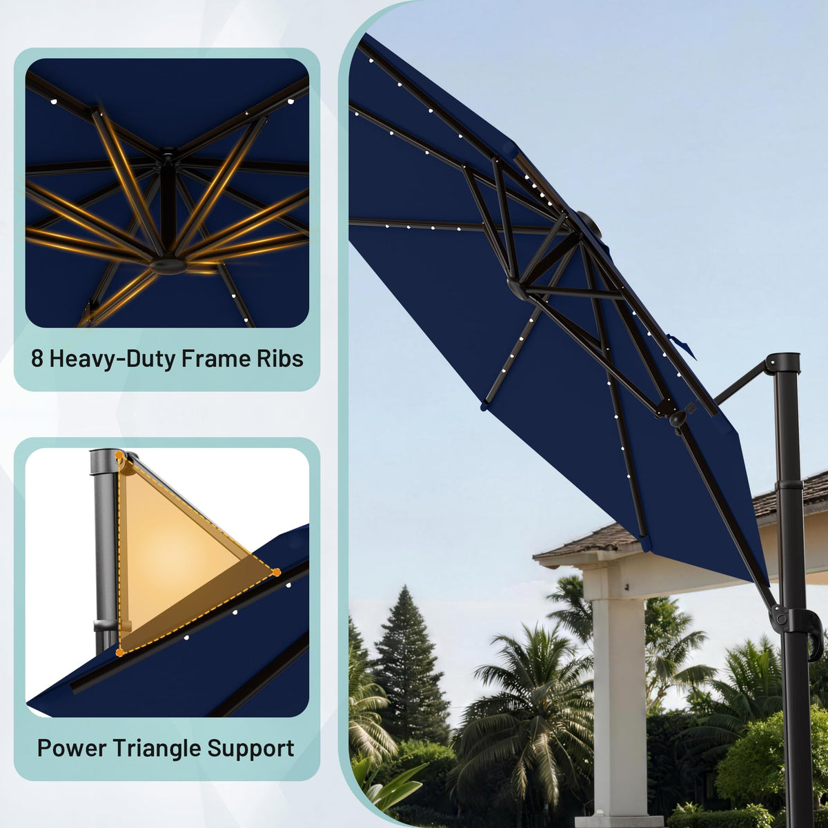 Cantilever Patio Umbrella with Lights Q485446