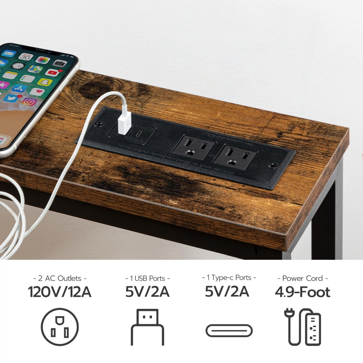 47.2" Narrow Console Table with Power Outlet L784