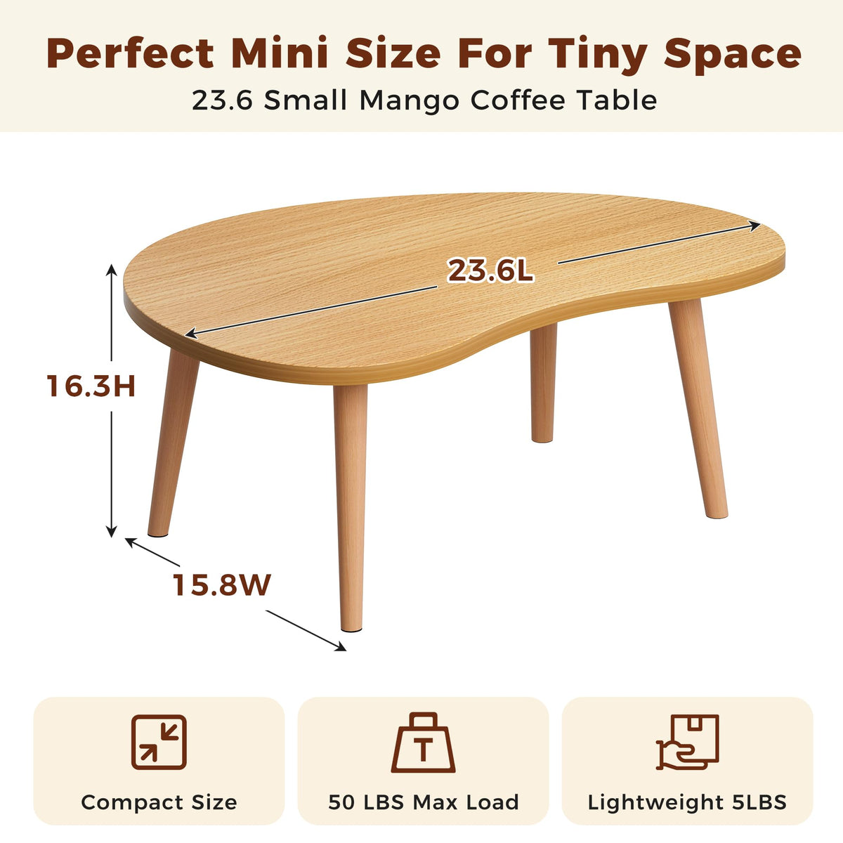 Low Oval Japanese Floor Coffee Table with Solid Wood Legs X66081