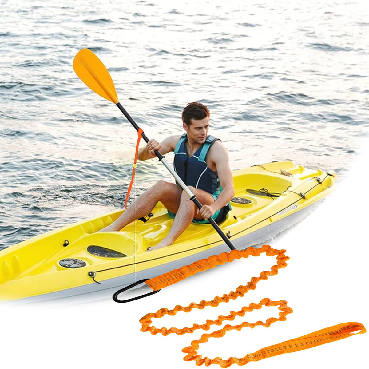 2 Pack Stretchable Paddle Leash with Carabiner G9796