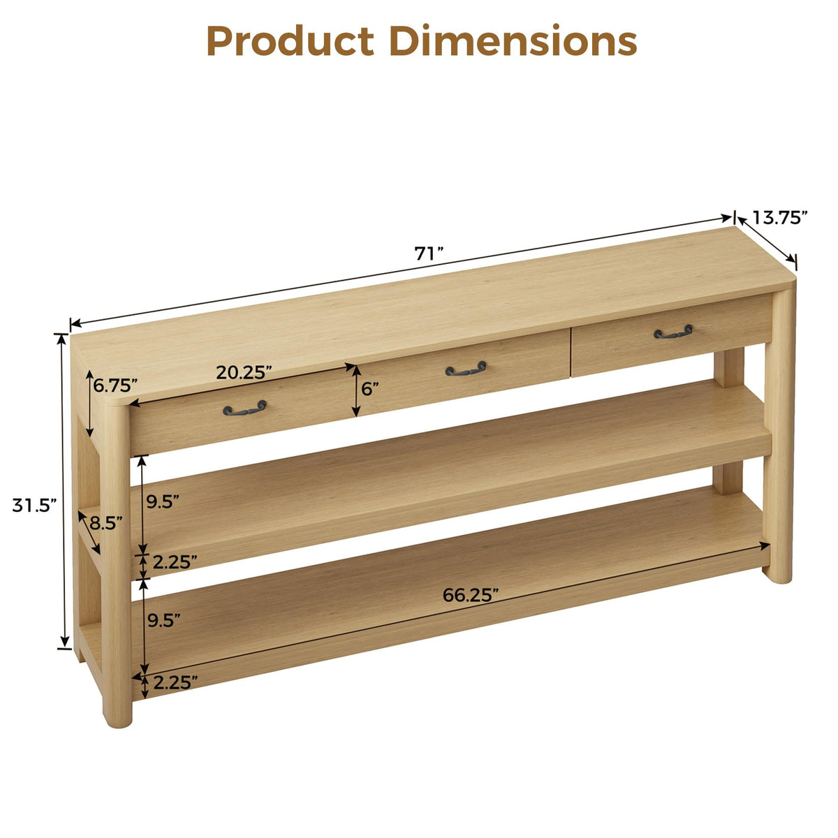 Oak Console Table with Storage Drawers Z1792
