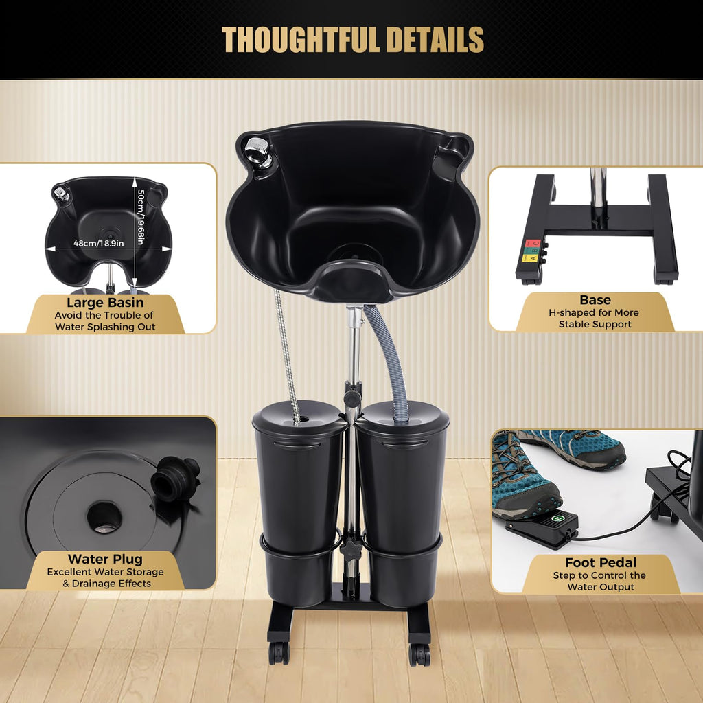 Portable Shampoo Bowl with Pump and 2 Water Tanks S9167