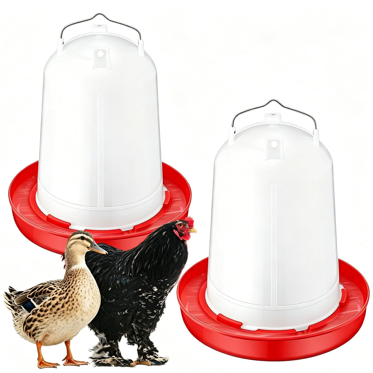 2 Pack 2 Gallon Plastic Poultry Waterer M8504