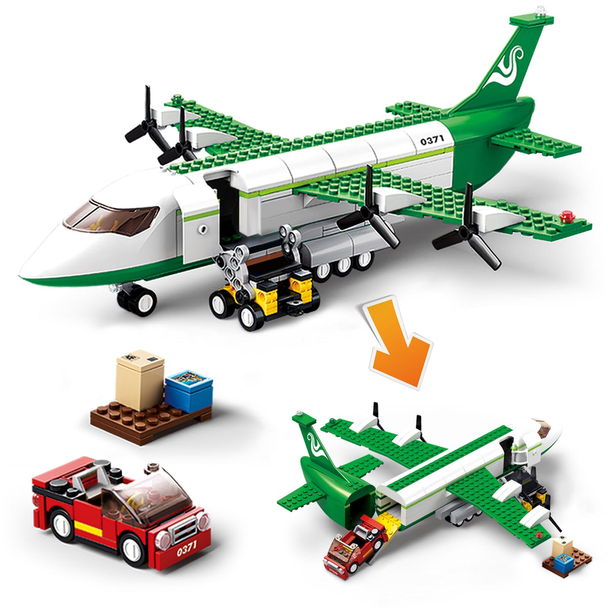 City Cargo Plane Building Set with Car T602