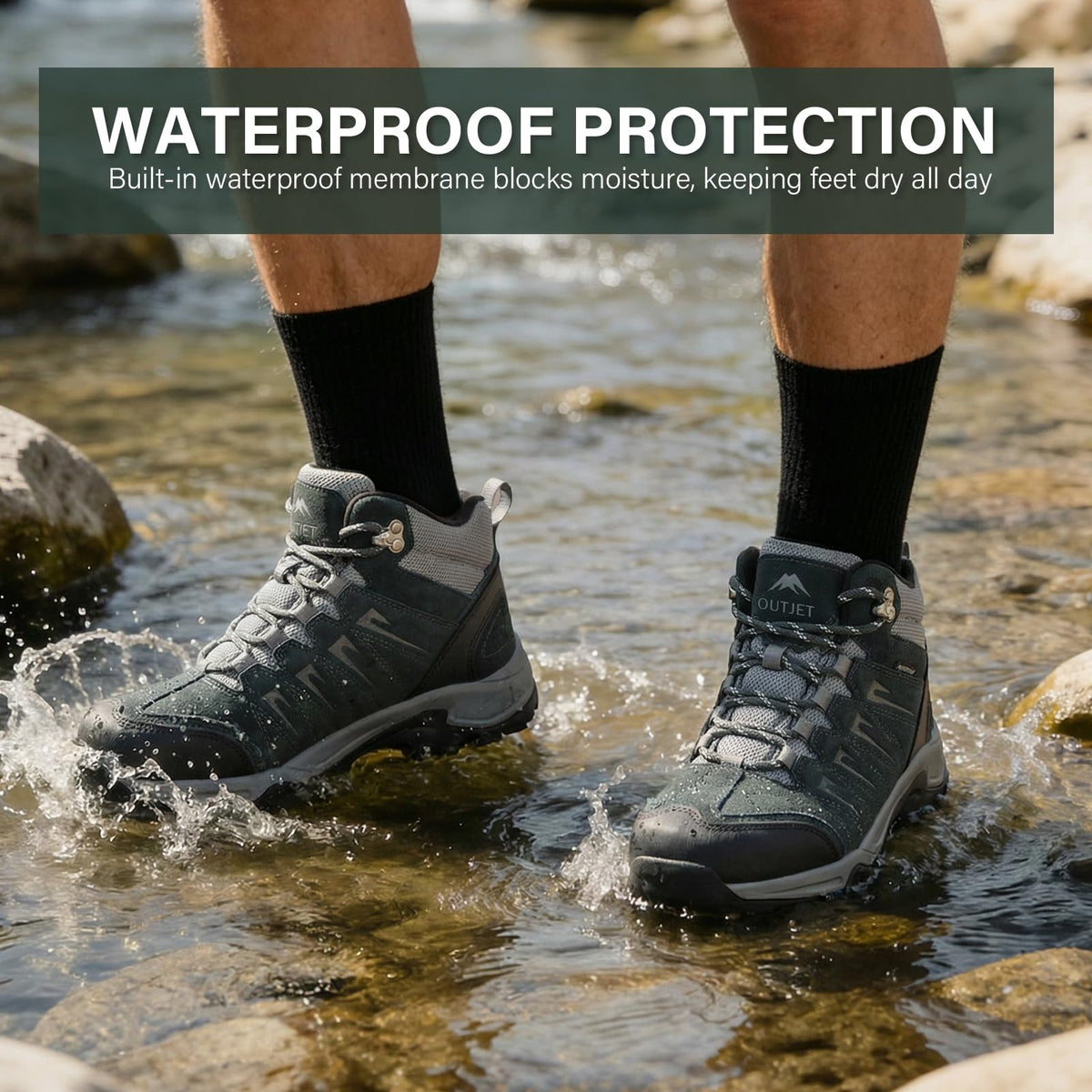 Waterproof Lightweight Leather Mid Ankle Hiking Boots N73375