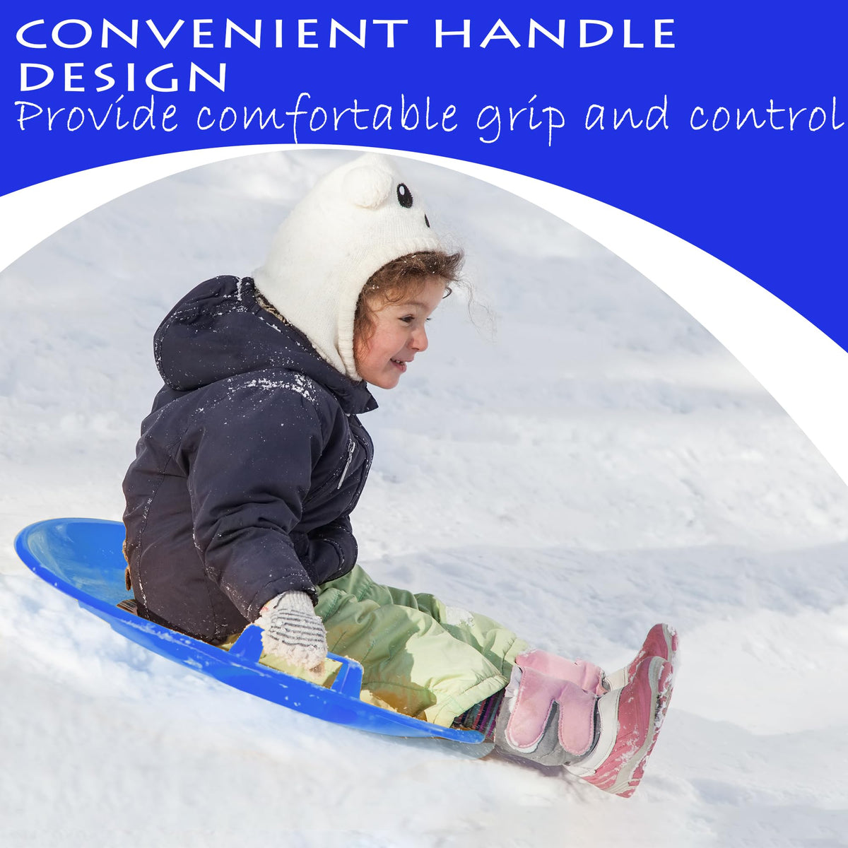 Heavy-Duty Plastic Snow Sled with Handles F677