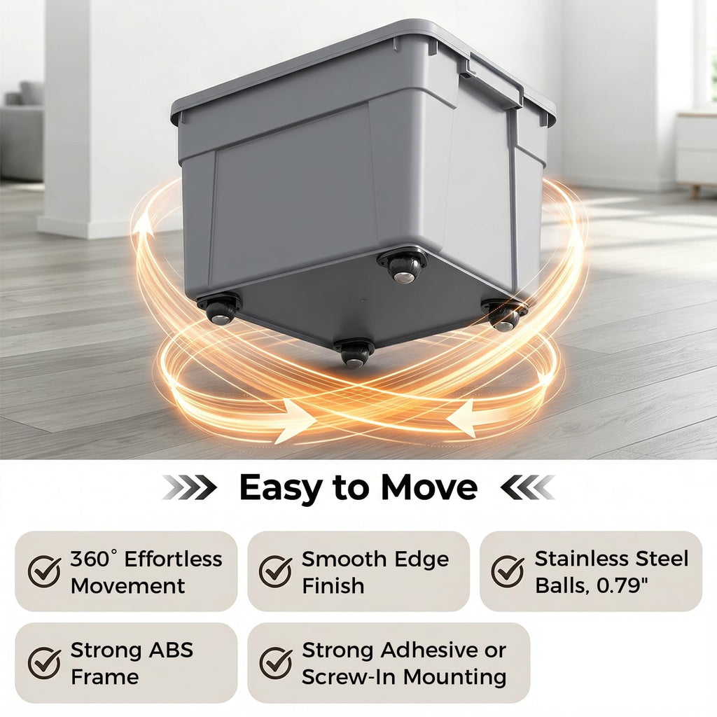 Black 4pcs Self Adhesive Caster Wheels T841