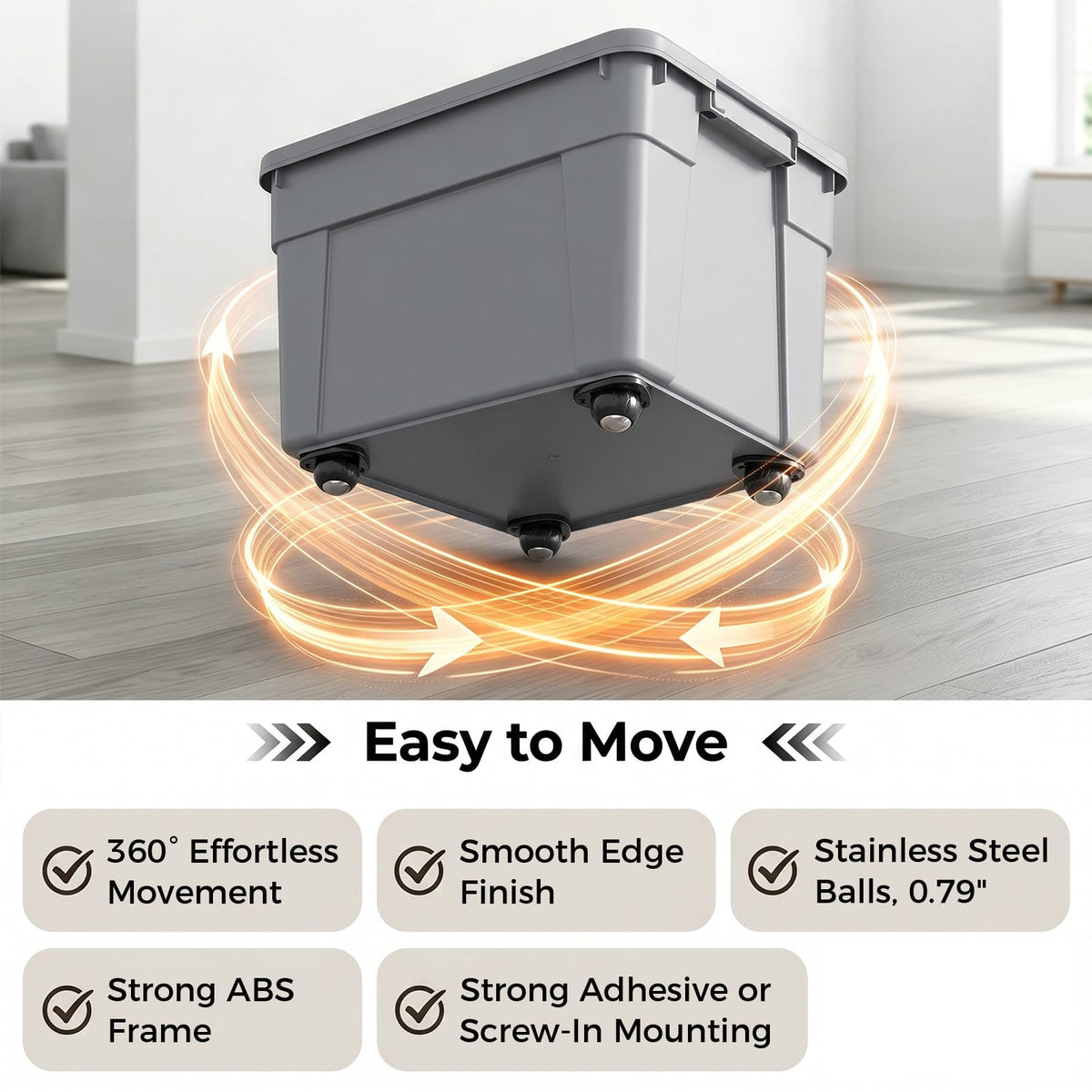 Black 4pcs Self Adhesive Caster Wheels T841