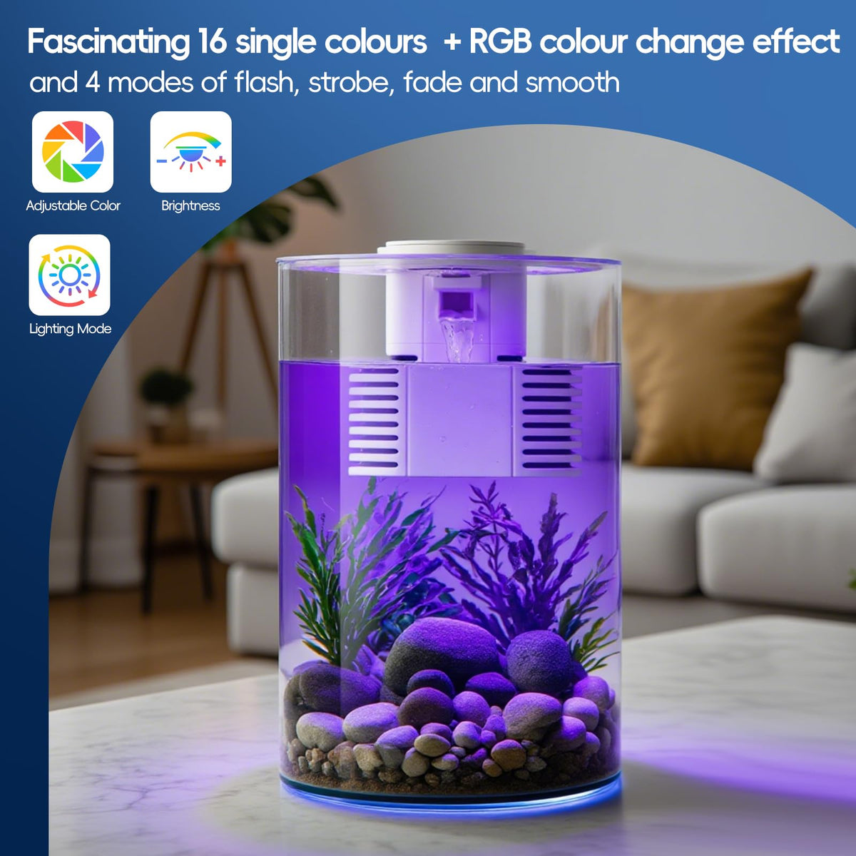3 Gallon Self Cleaning Fish Tank Aquarium Starter Kit with Filter and Light E276078