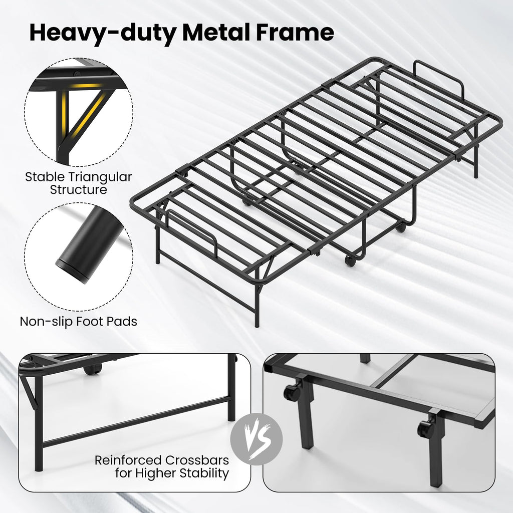 Twin Folding Bed Frame with Memory Foam Mattress P7963