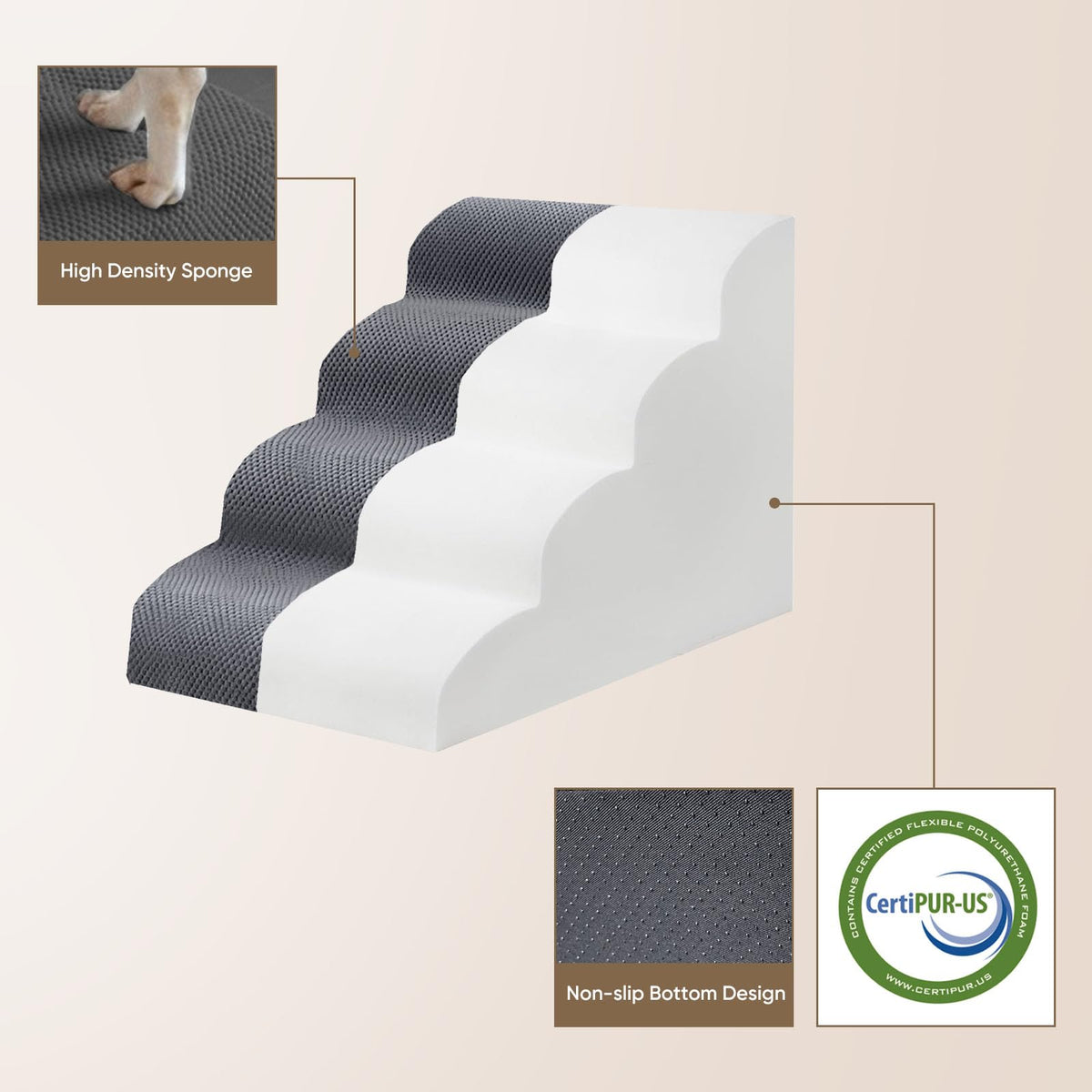 4-Step Grey Pet Stairs K537127