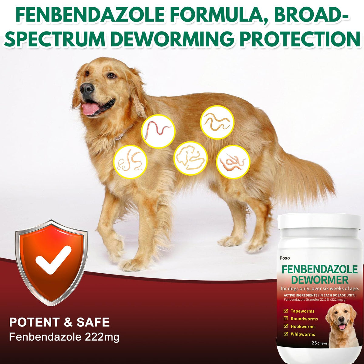 Fenbendazole Dog Dewormer 25 Chews Y598500