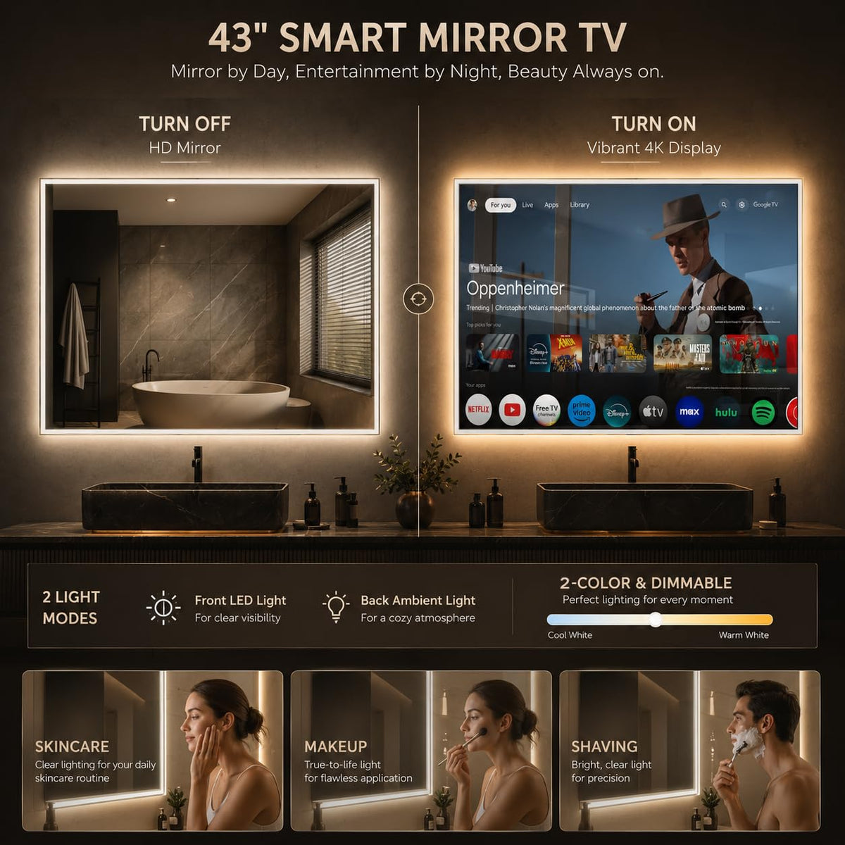 43" 4K UHD Smart Mirror TV with LED Light Q251