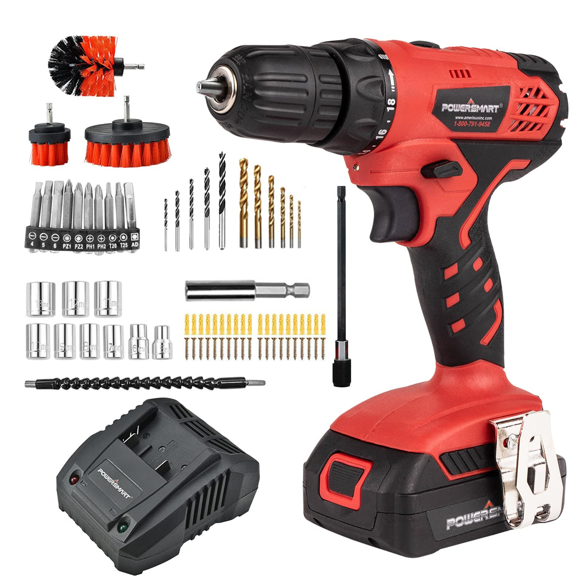 20V Cordless Drill Driver Set with Battery and Charger U9369