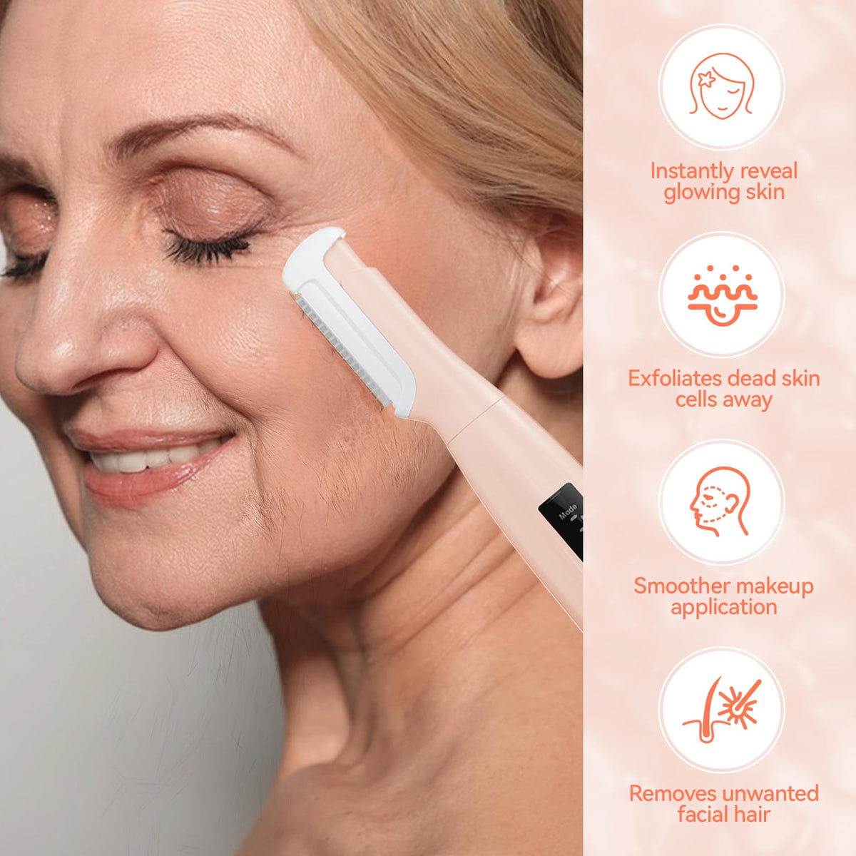 Pink Rechargeable Facial Razor with 8 Blades T766741