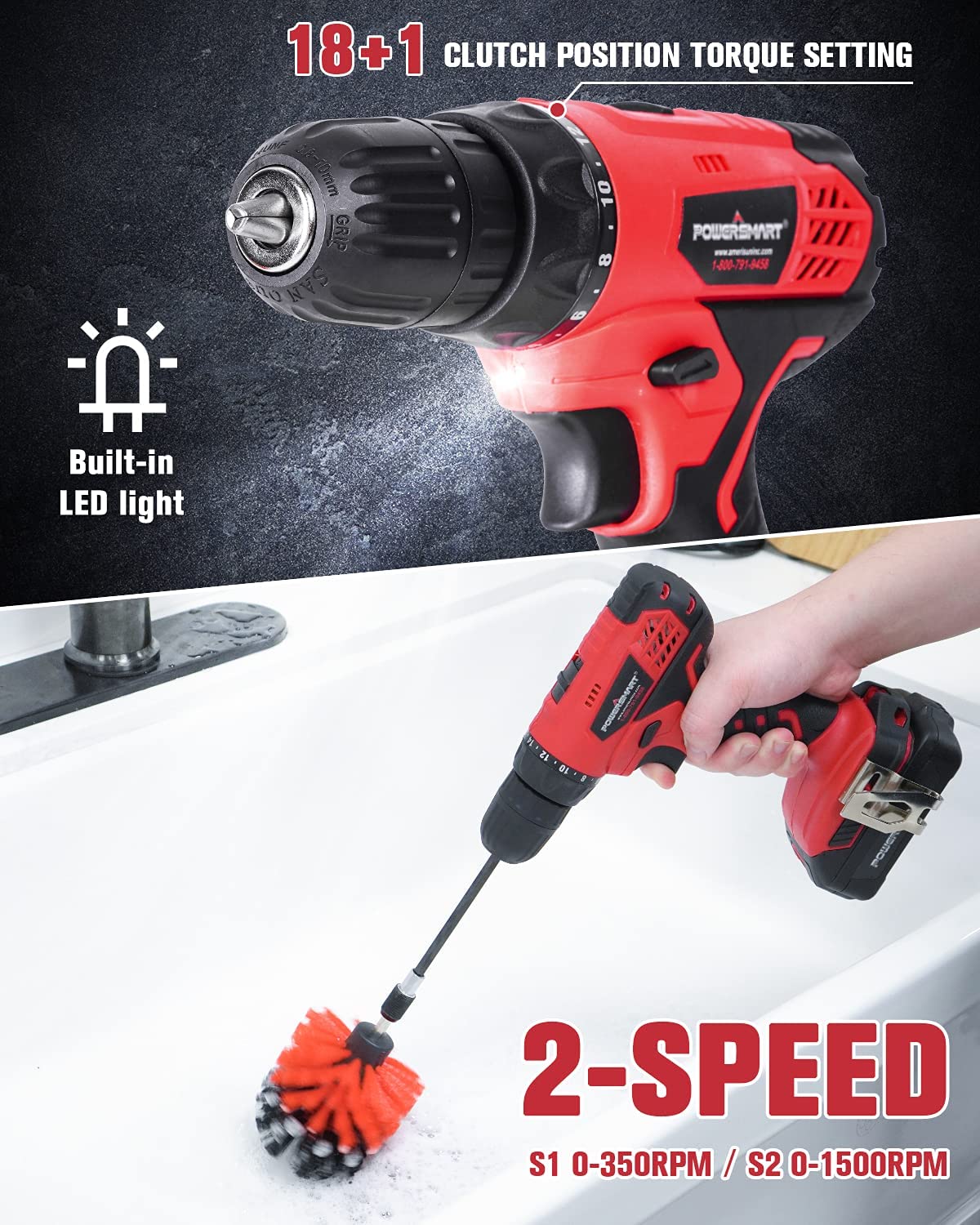 20V Cordless Drill Driver Set with Battery and Charger U9369