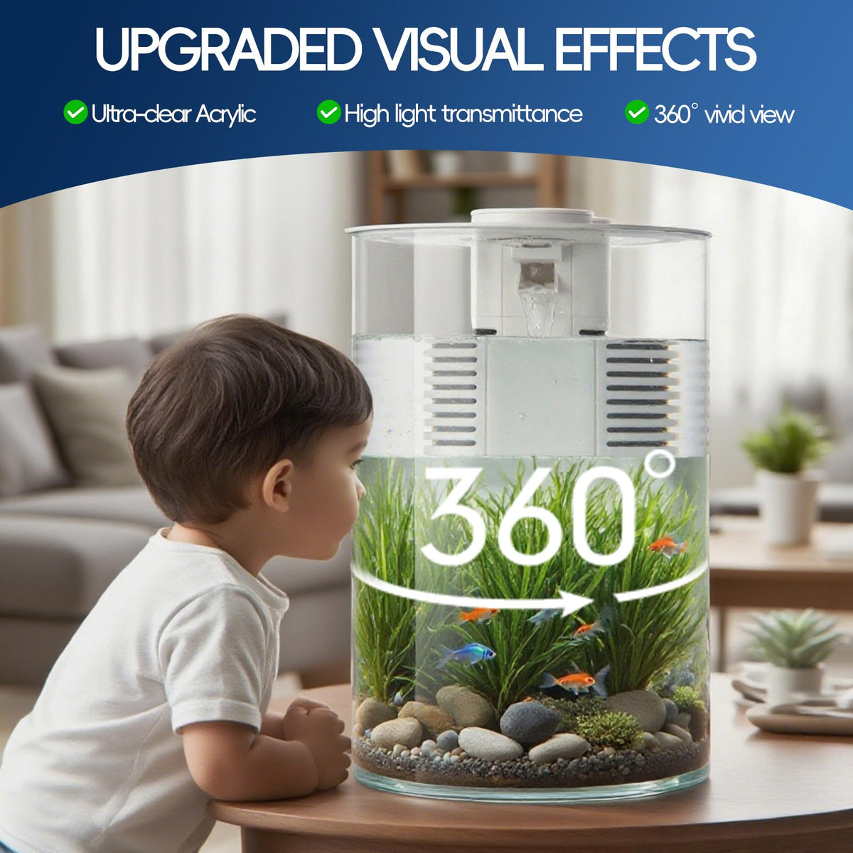 3 Gallon Self Cleaning Fish Tank Aquarium Starter Kit with Filter and Light E276078