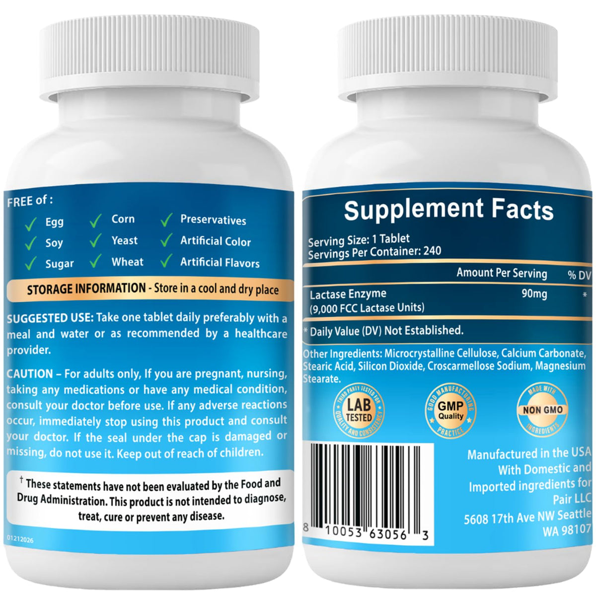 Lactase Enzyme 240 Tablets J58860