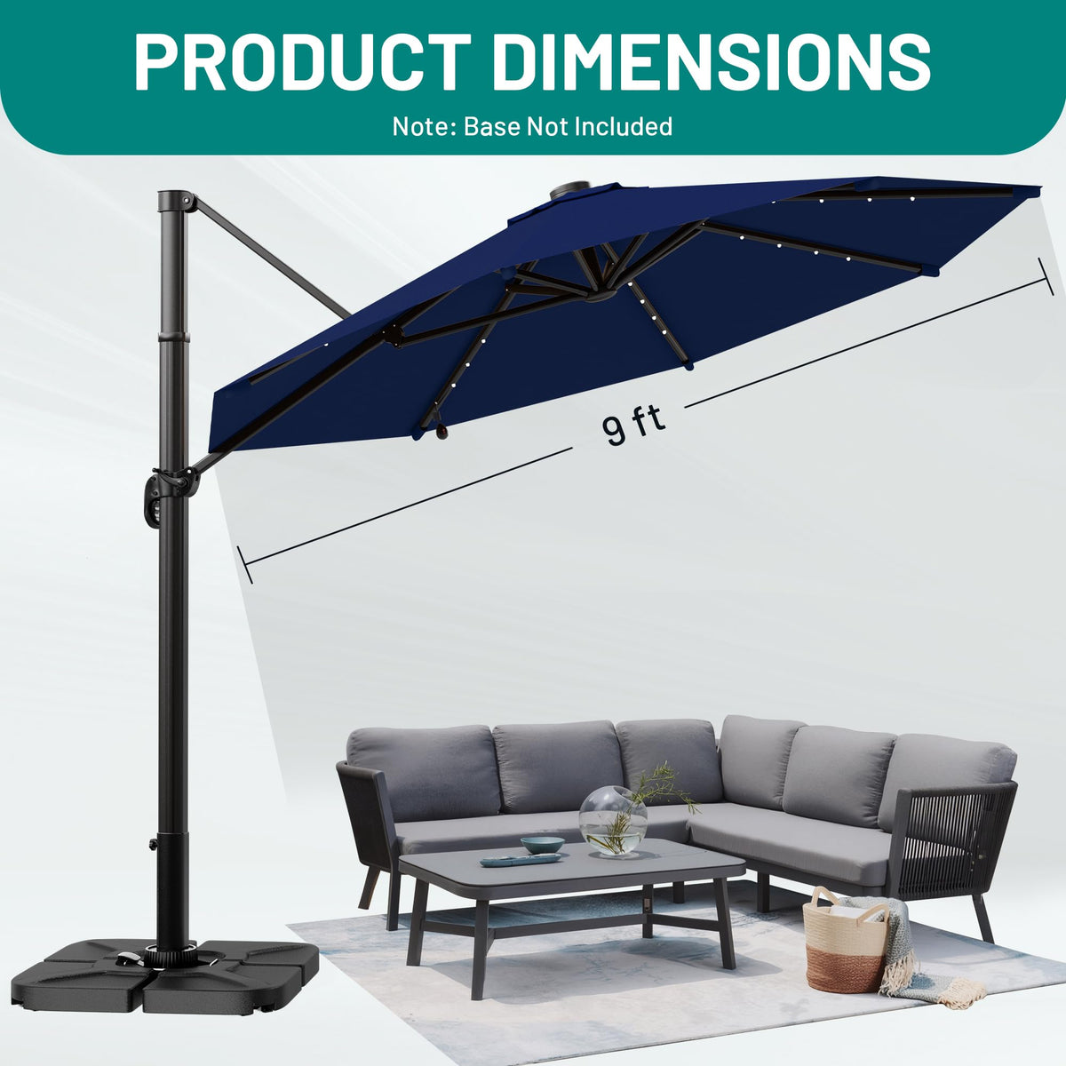Cantilever Patio Umbrella with Lights Q485446
