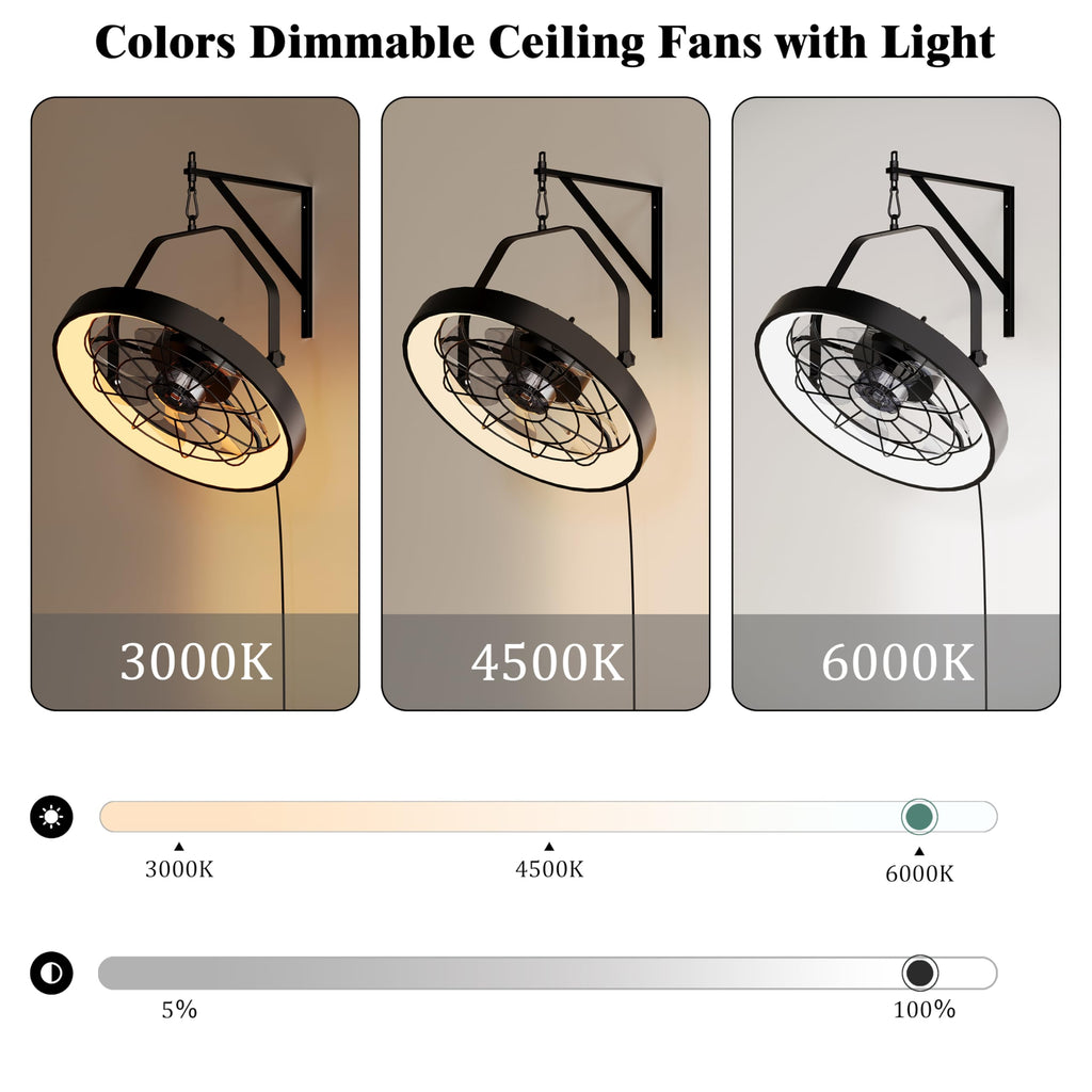 20 Inch Plug In Wall Mount Fan with Light I2892