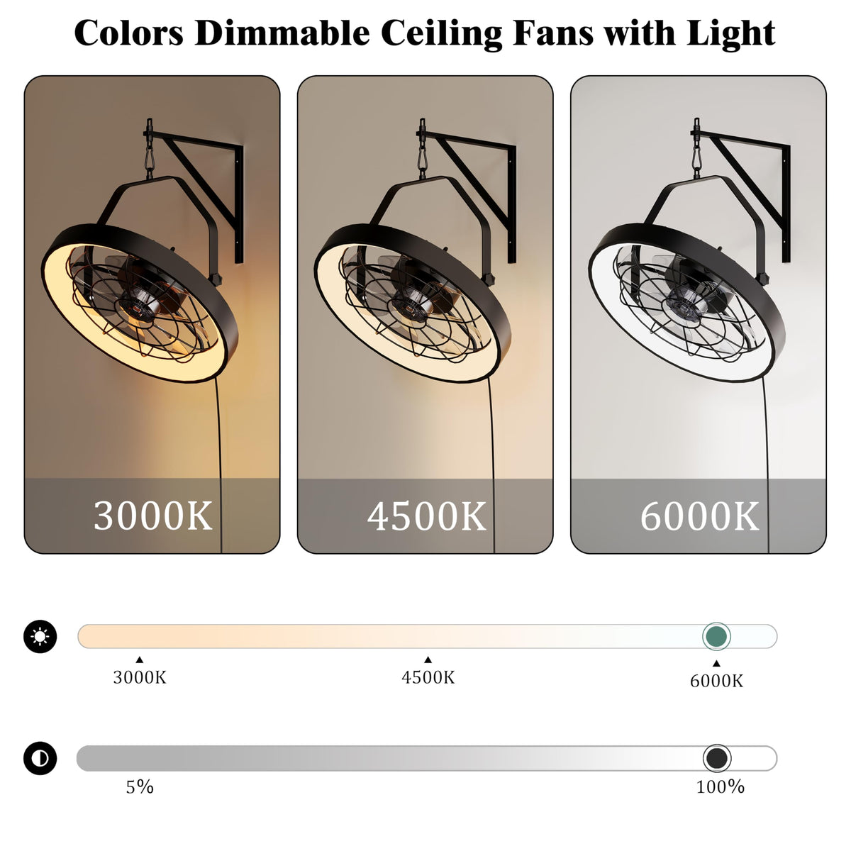 20 Inch Plug In Wall Mount Fan with Light I2892
