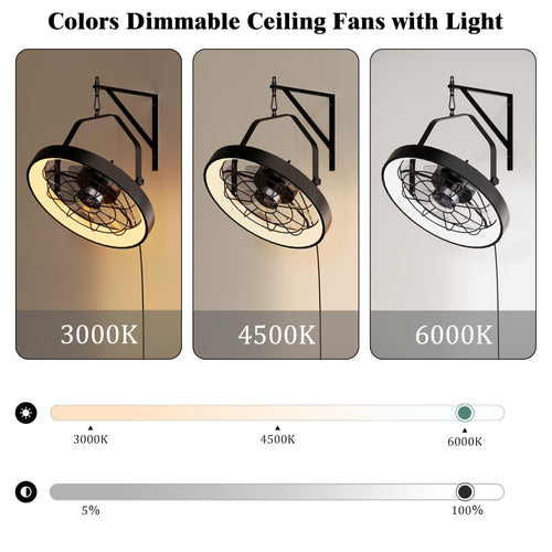 20 Inch Plug In Wall Mount Fan with Light I2892