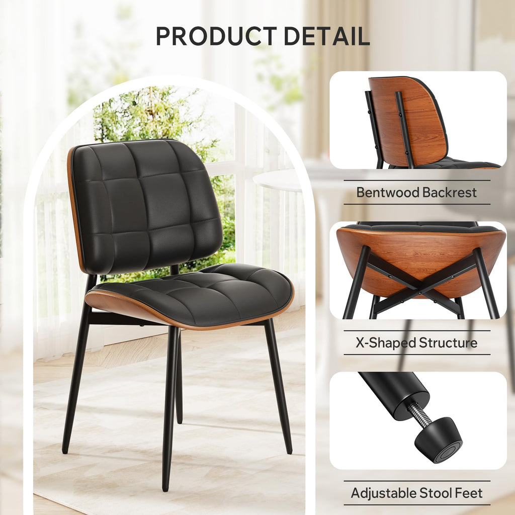 Black Faux Leather Dining Chairs Set of 4 H10503