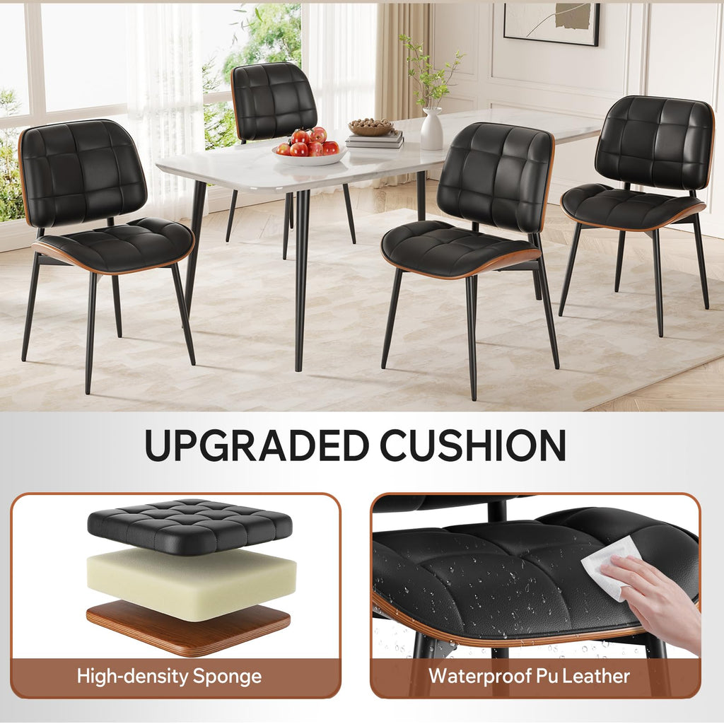 Black Faux Leather Dining Chairs Set of 4 H10503
