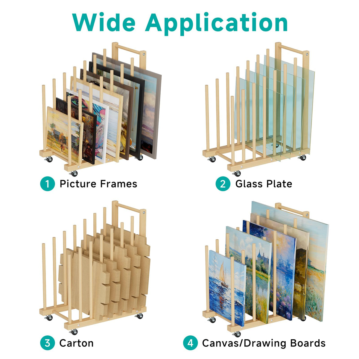 Canvas Storage Rack with Wheels and Handle K2405