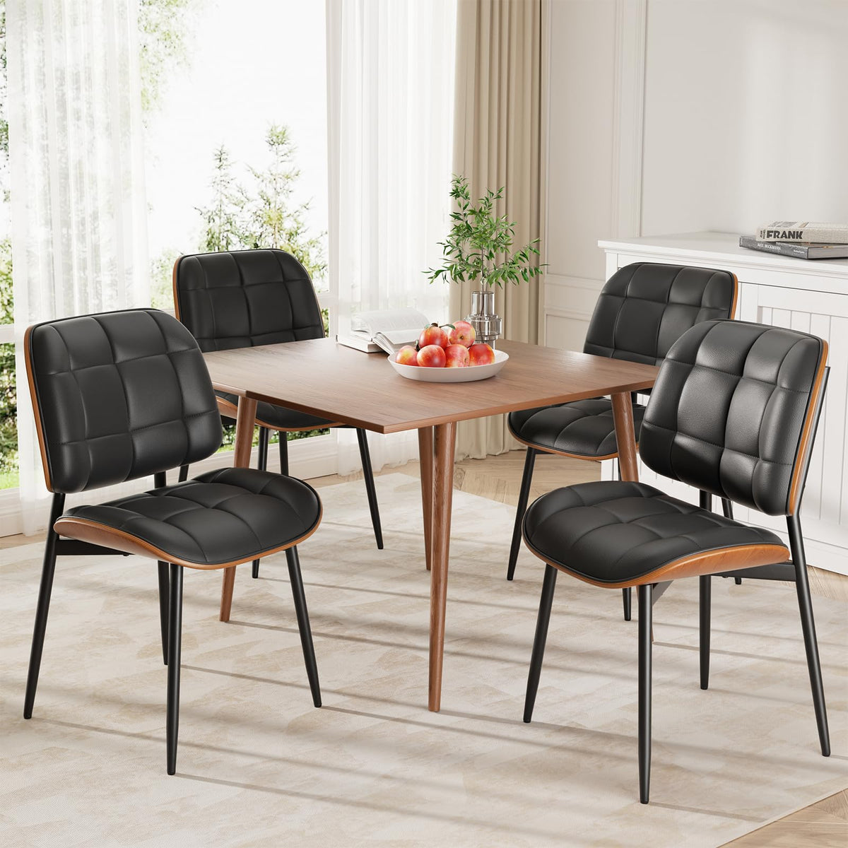 Black Faux Leather Dining Chairs Set of 4 H10503
