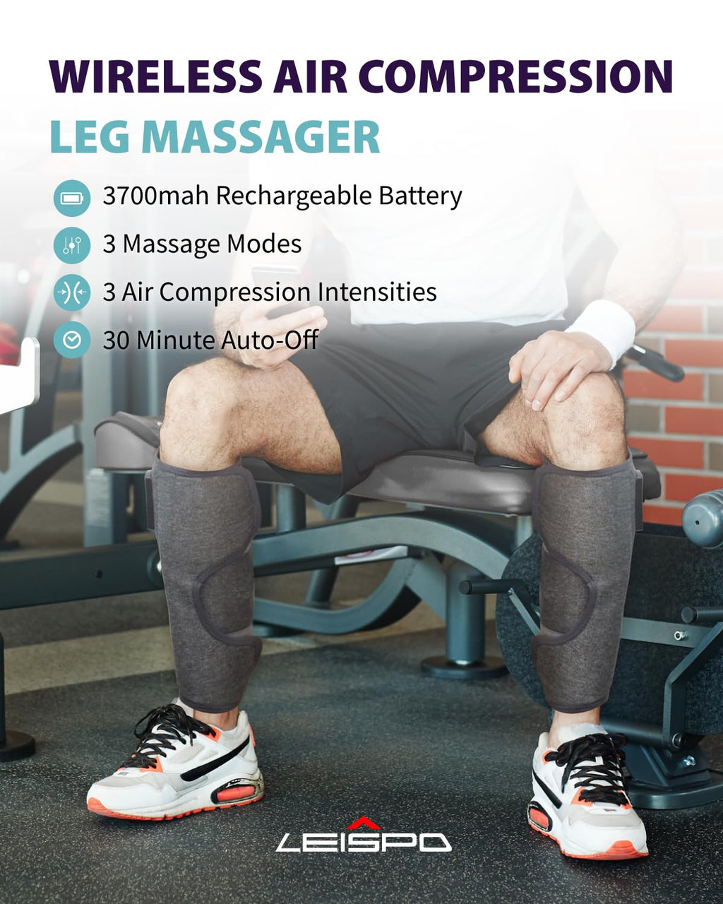 Wireless Air Compression Leg Massager with Heat, 4 Modes, Set of 2 T335171