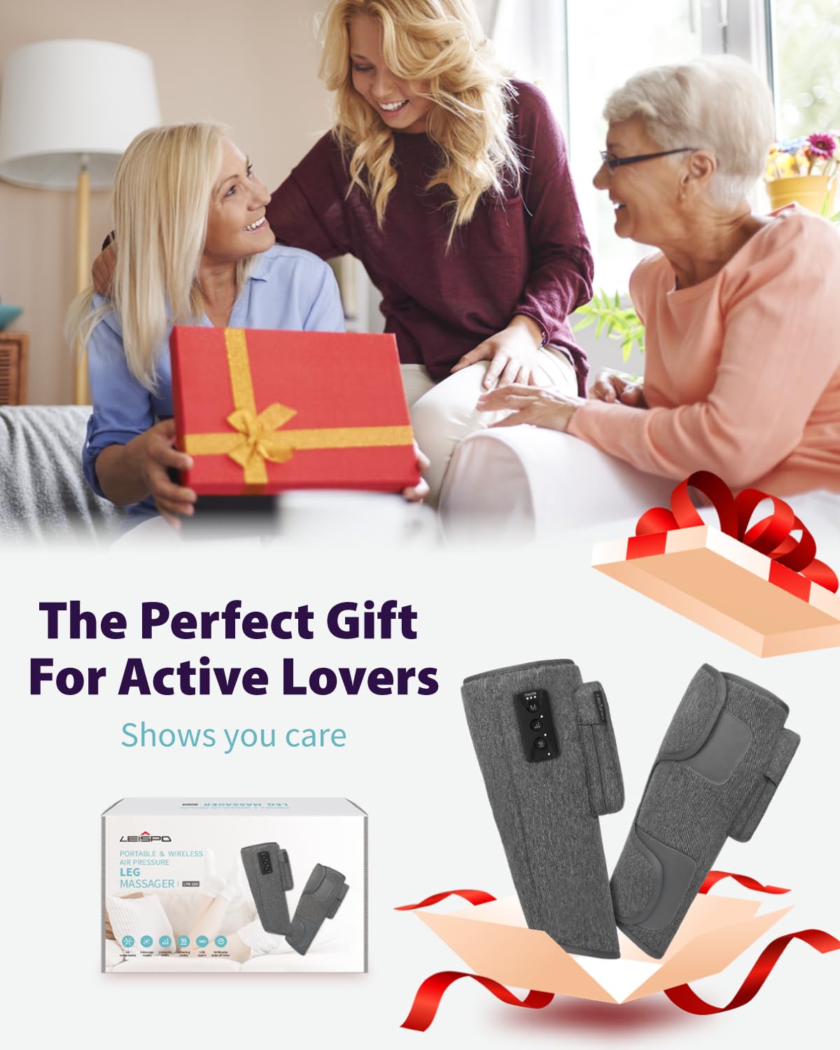 Wireless Air Compression Leg Massager with Heat, 4 Modes, Set of 2 T335171